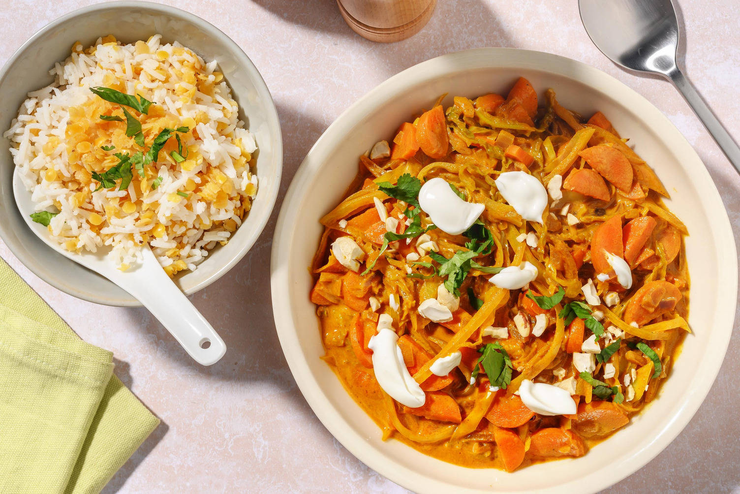 Curry de légumes au labné et noix de cajou