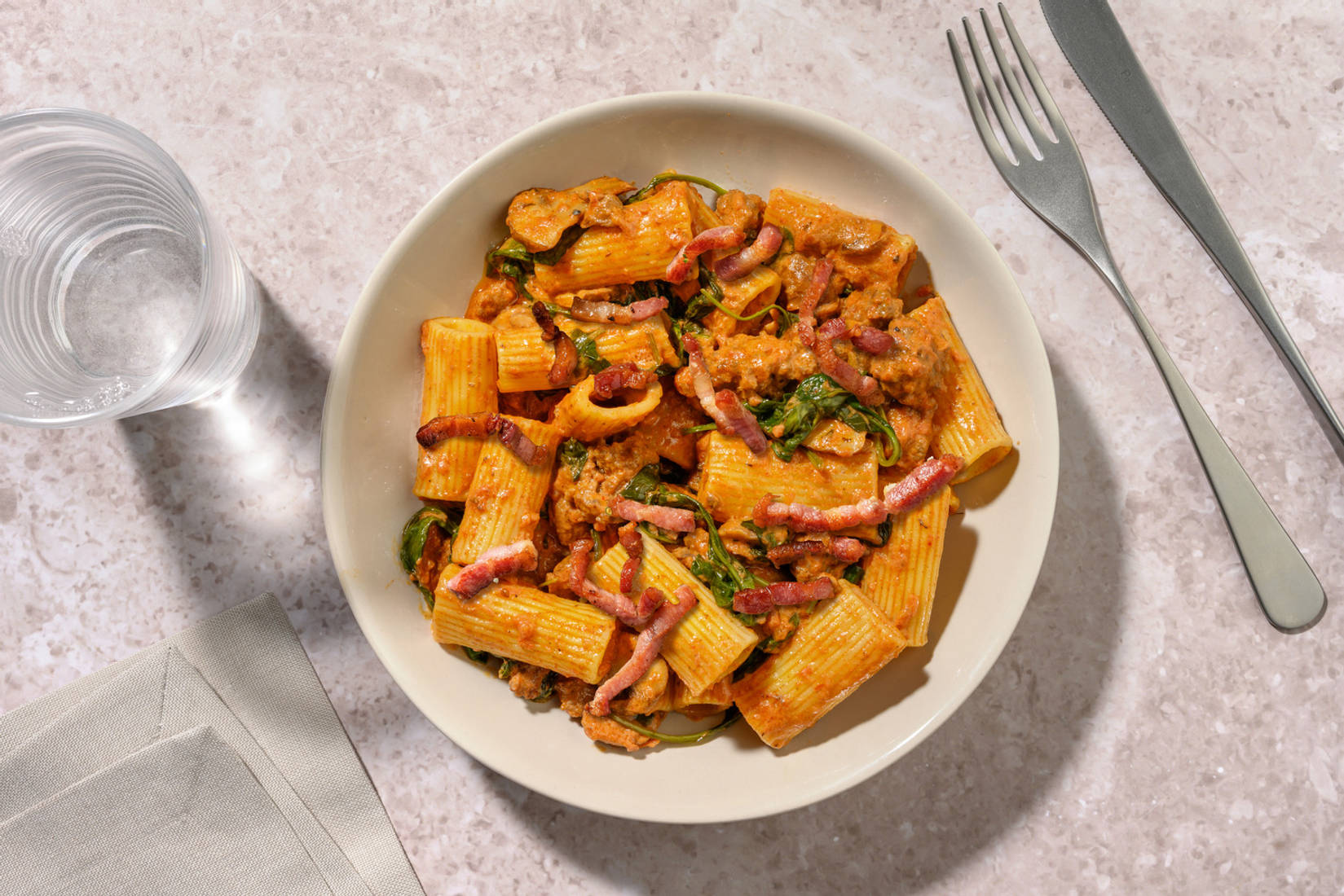 Peri Peri and Creme Fraiche Beef & Bacon Pasta