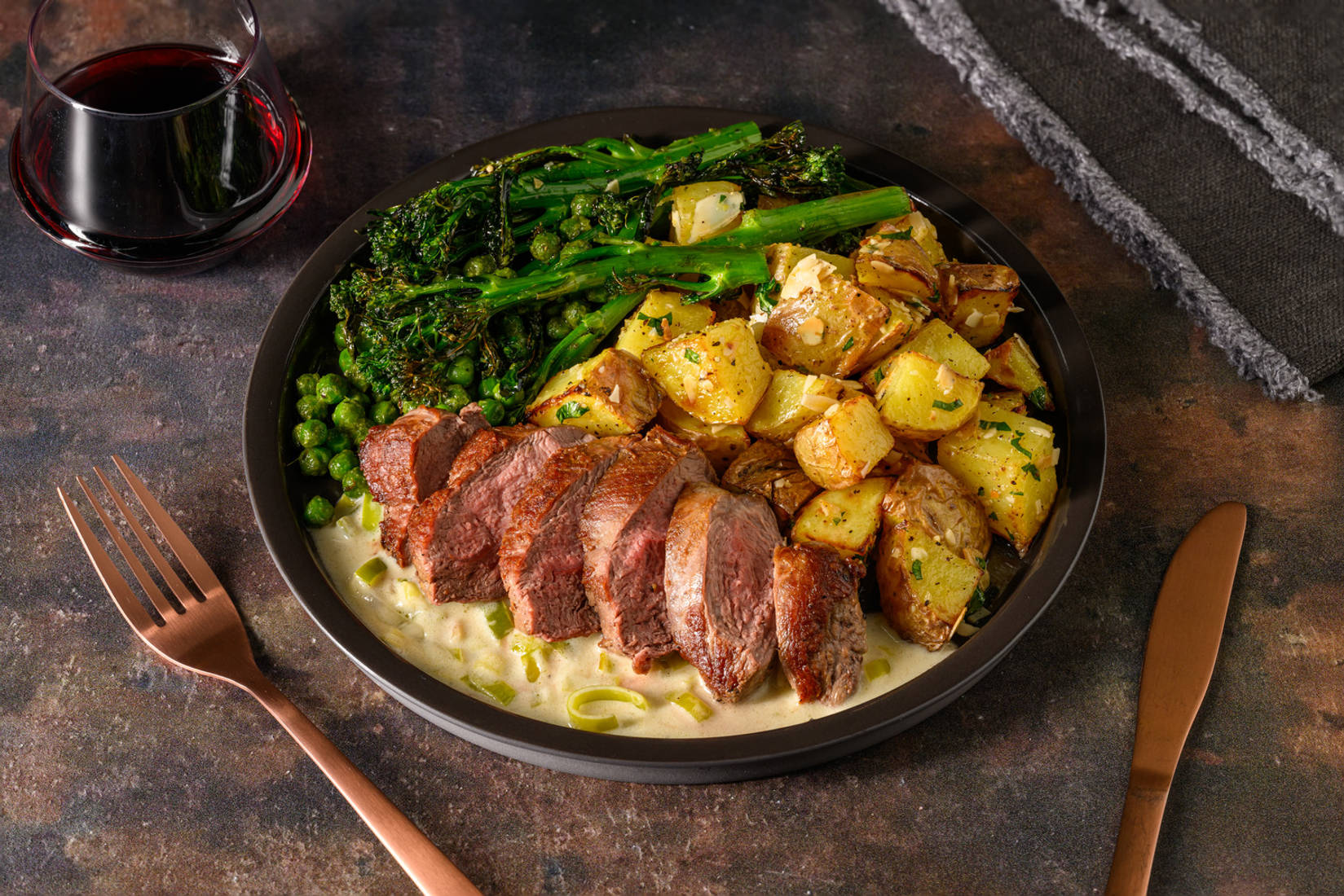 Special Seared Lamb Steak in Cheesy Leek Sauce