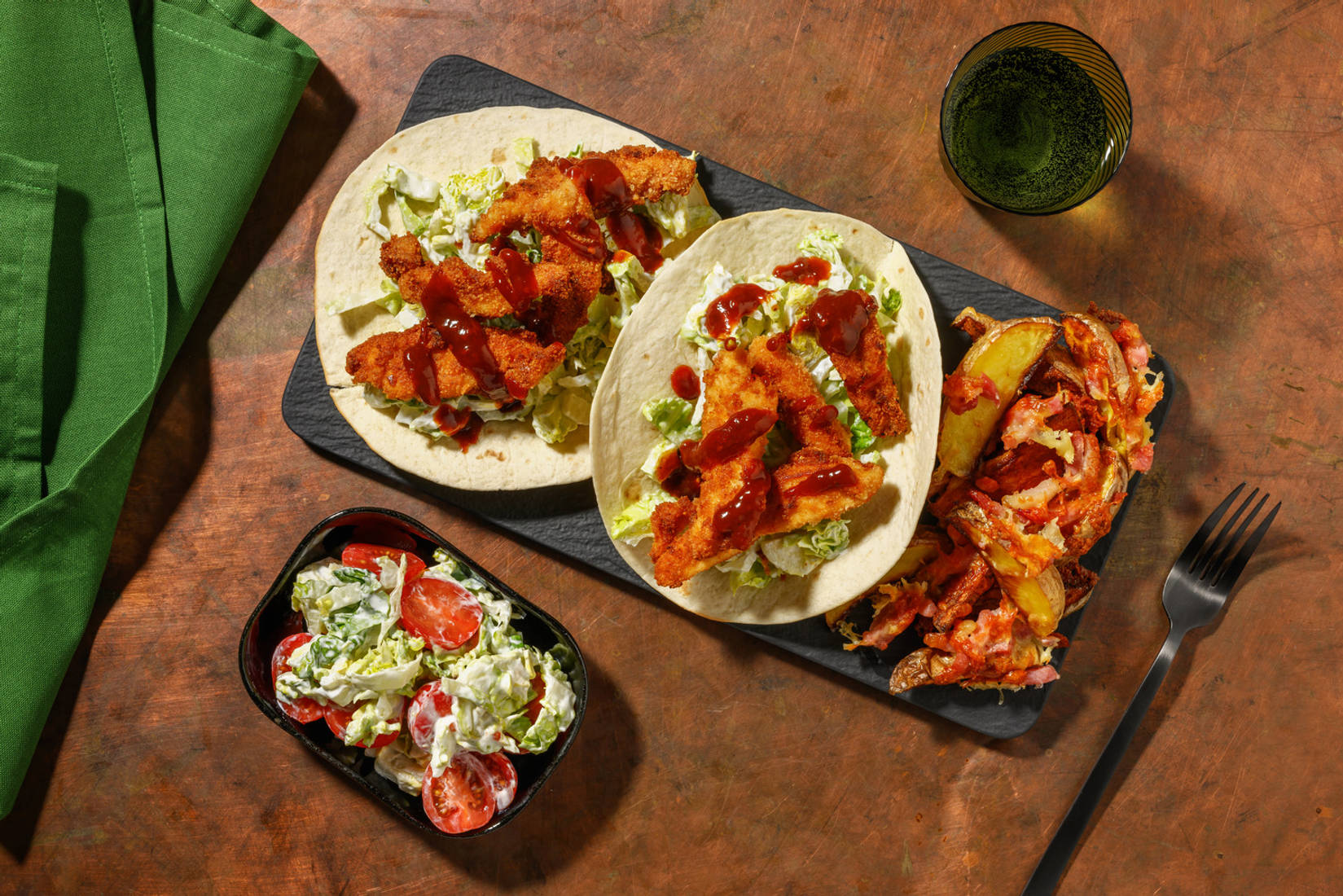 Texas BBQ Style Crispy Breaded Chicken Tacos