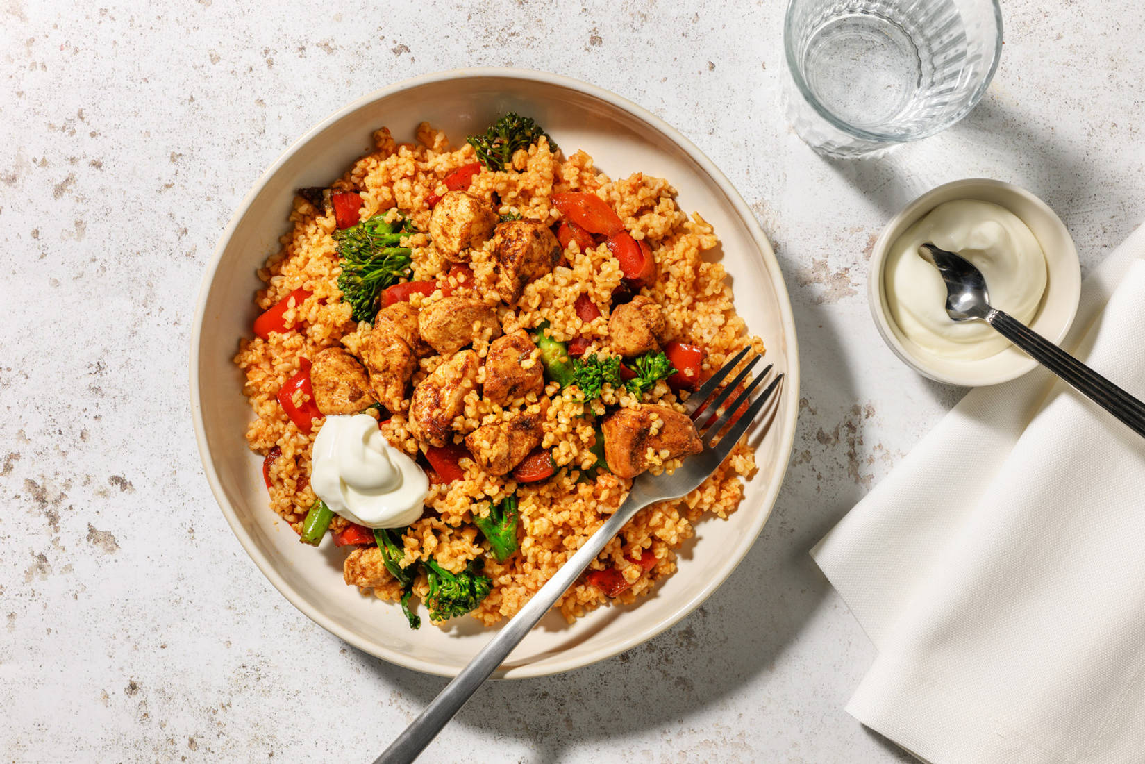 Quick Spicy Double Chicken and Pepper Bulgur