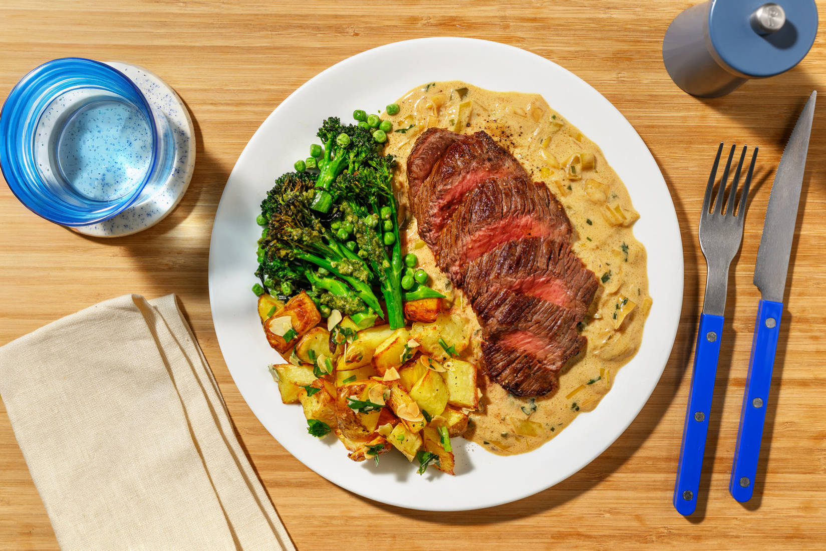 Special Seared Lamb Steak in Cheesy Leek Sauce