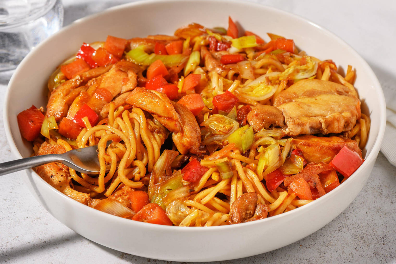 Nouilles complètes au poulet aux épices coréennes