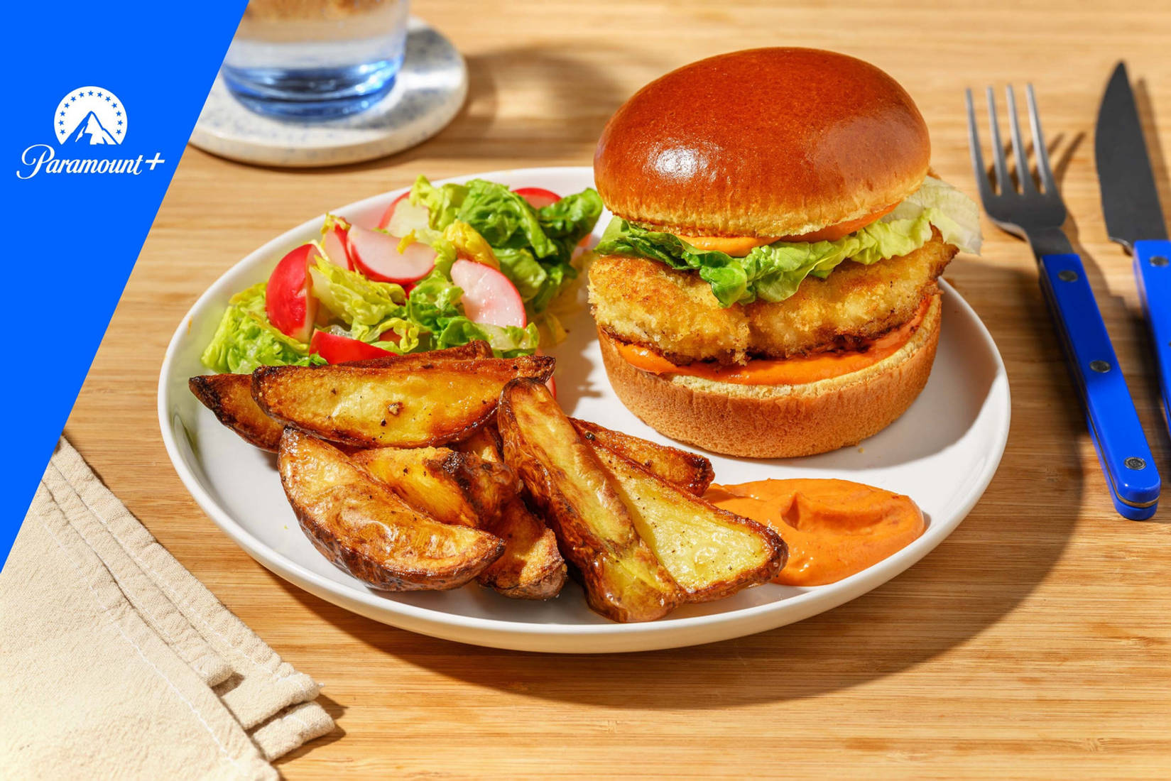 Krispy Katsu Burger and Wedges