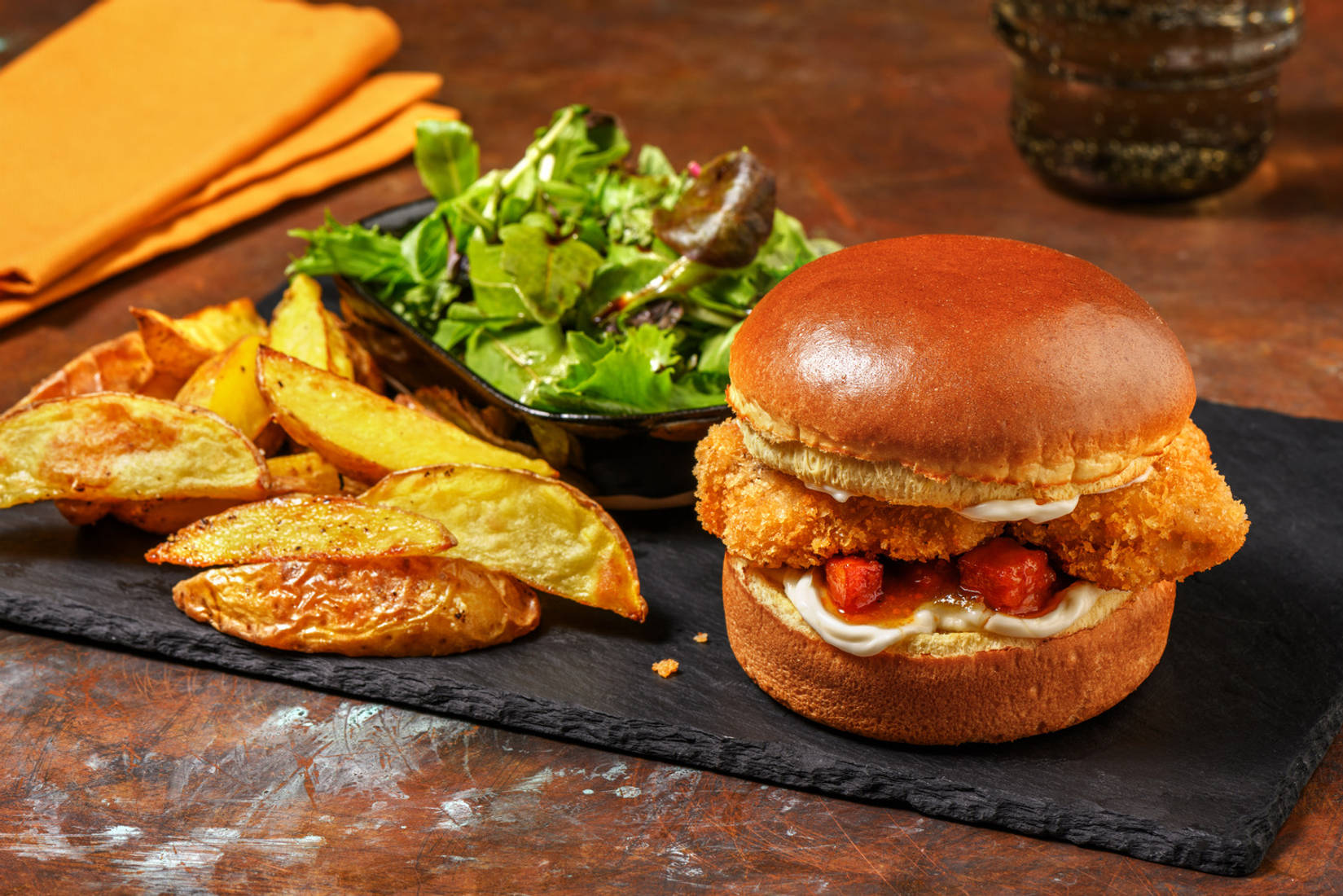 Crispy Chicken Burger and Sweet & Salty Chorizo Jam
