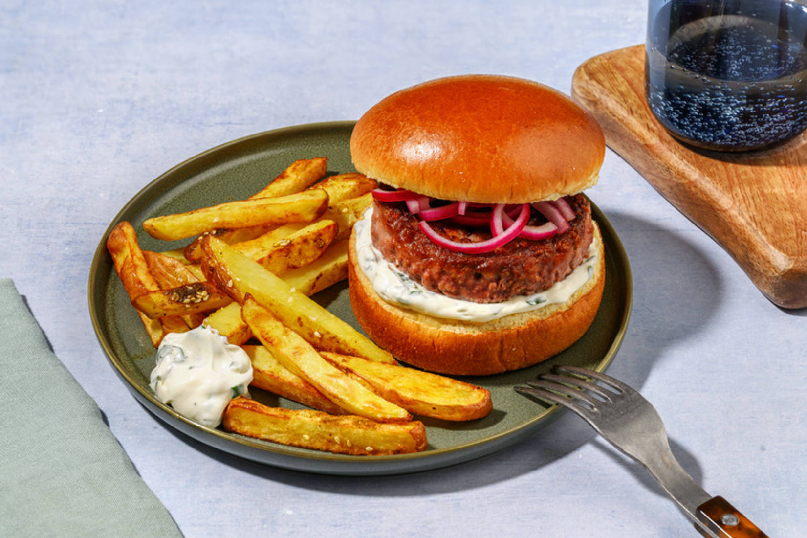 Le Végé : Burger au steak végétal, zaatar & aïoli
