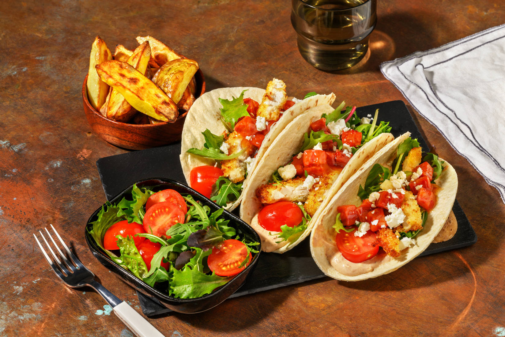 Crispy Chicken Strip and Chilli Chorizo Tacos