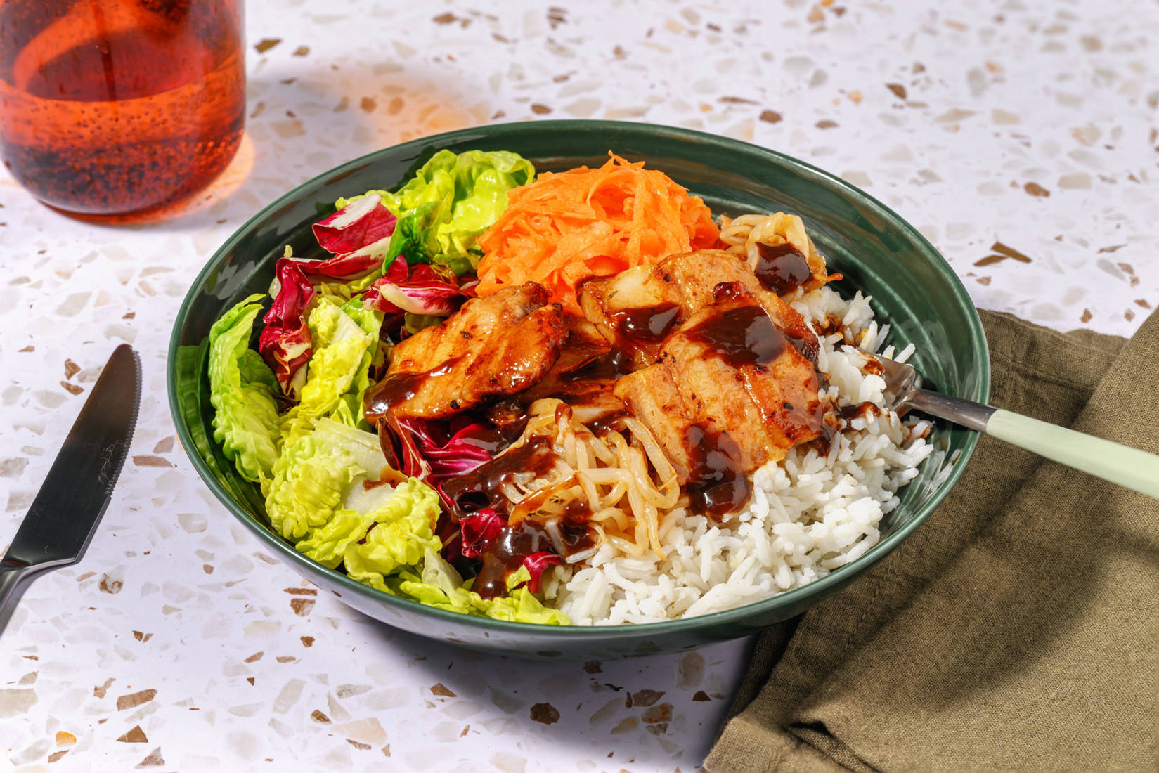 Porc laqué, germes de soja & épices coréennes