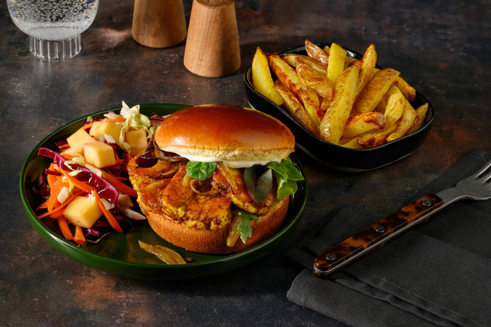 Sticky Curried Paneer Veggie Burger