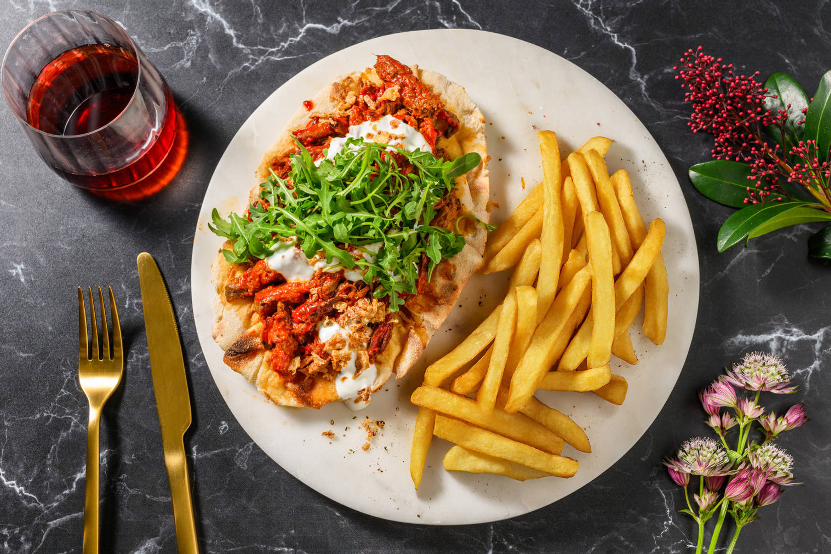 Easy Harissa-Honey Pulled Beef Loaded Naans