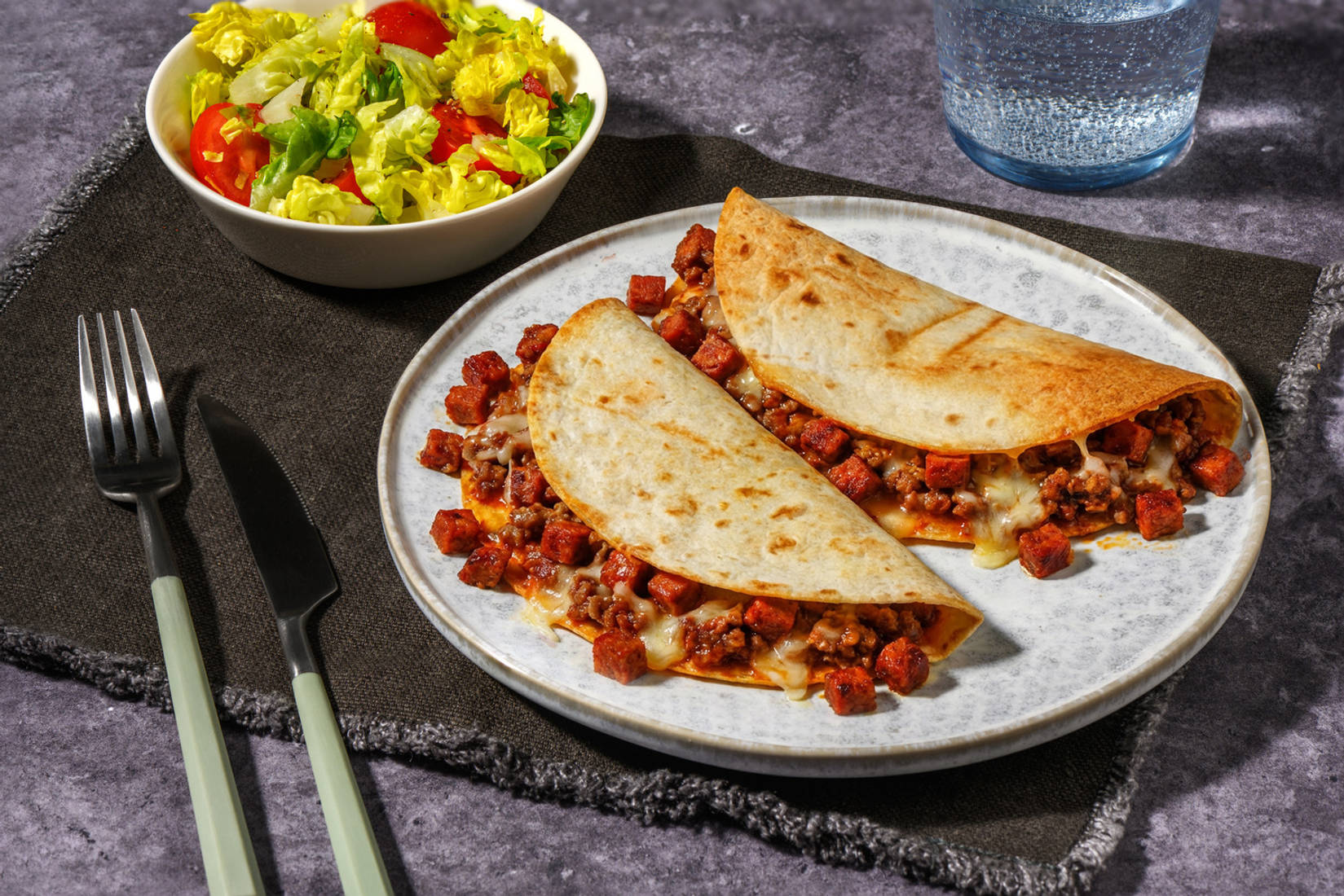 BBQ Beef and Chorizo Quesadillas Rapidas
