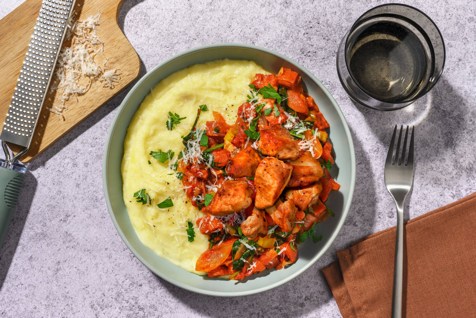 Chicken, Chorizo, Tomato and Leek Winter Warmer Bowl
