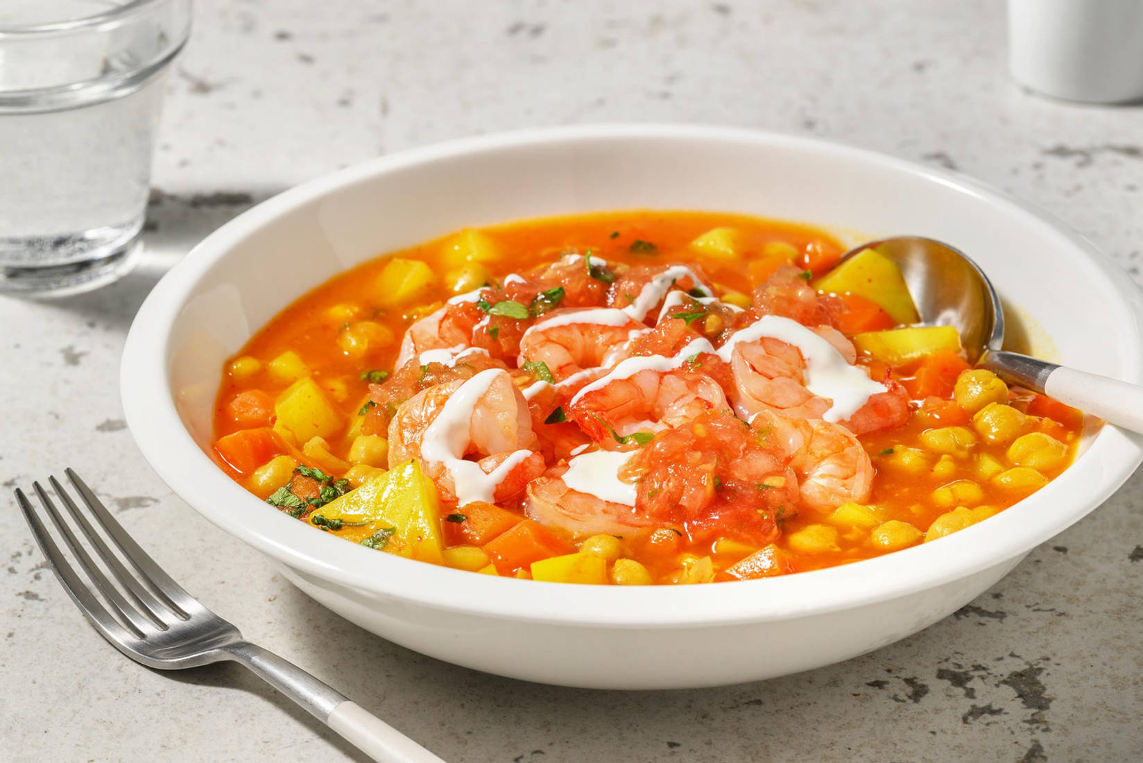 Indische Gemüsesuppe mit Garnelen