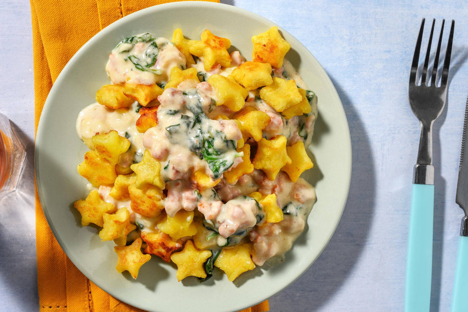 Funkel funkel: Sterntaler-Gnocchi in Speck-Rahm-Soße