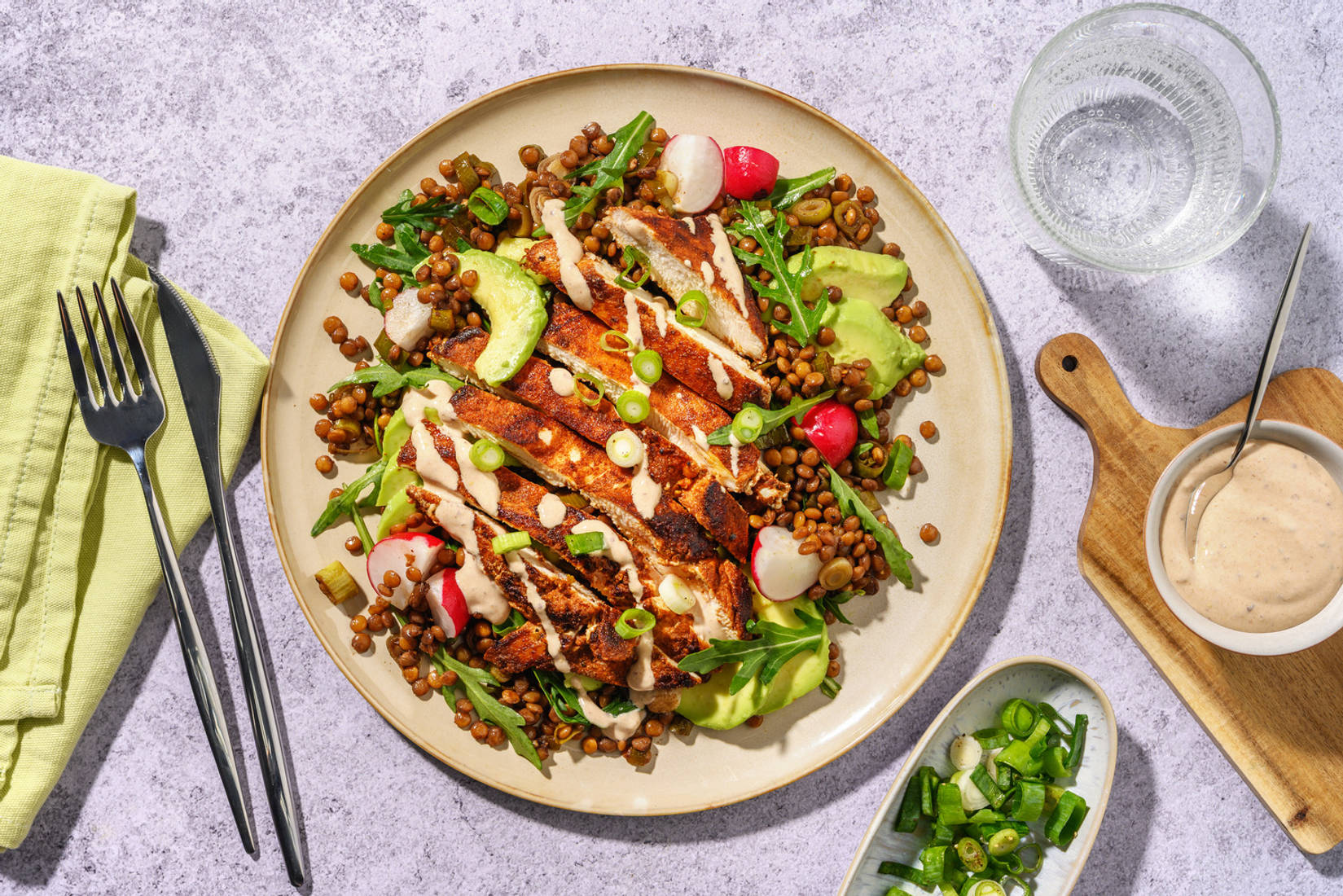 Hähnchenbrust auf Balsamico-Linsen-Salat