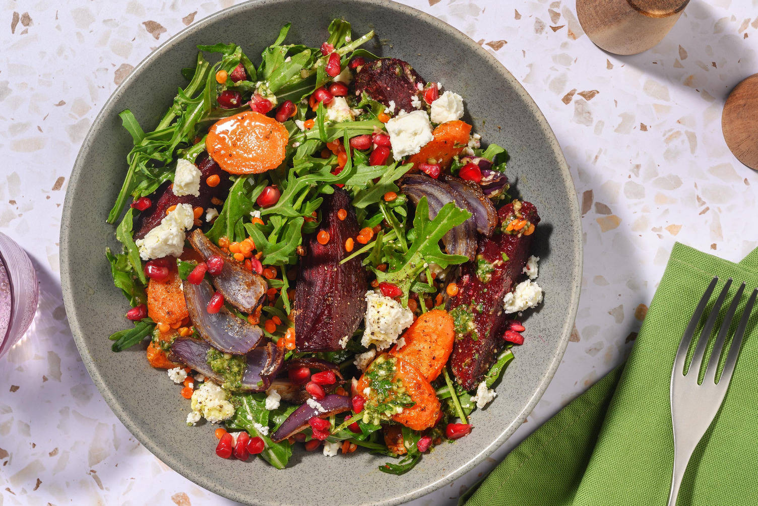 Warm Beetroot, Carrot and Pomegranate Salad