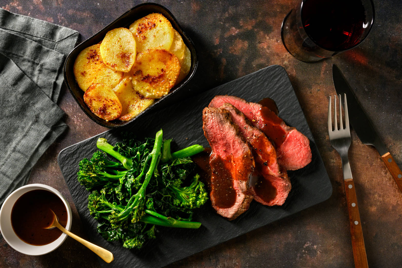 Seared Lamb Steak and Red Wine Jus