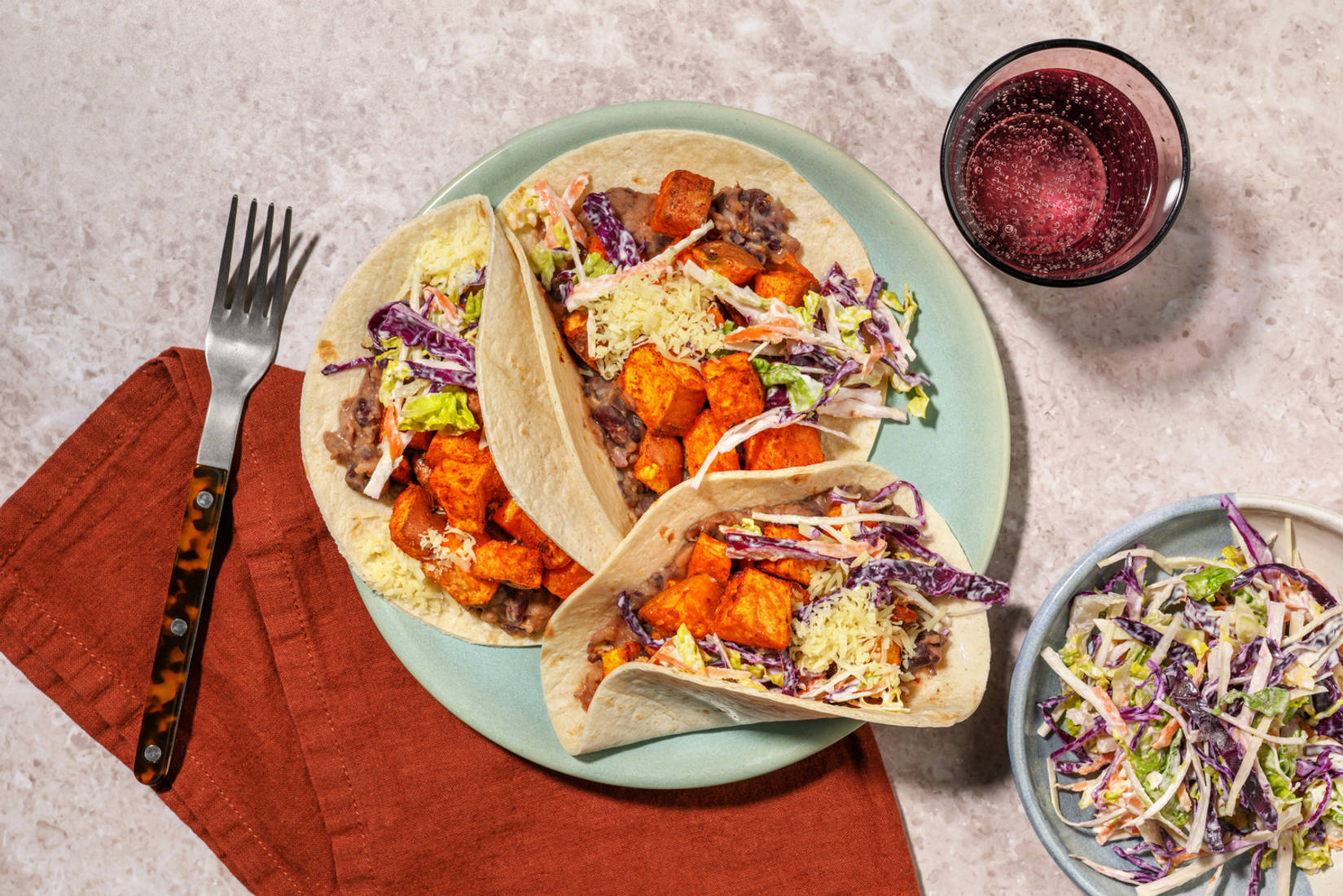 Smoky Refried Beans and Sweet Potato Tacos