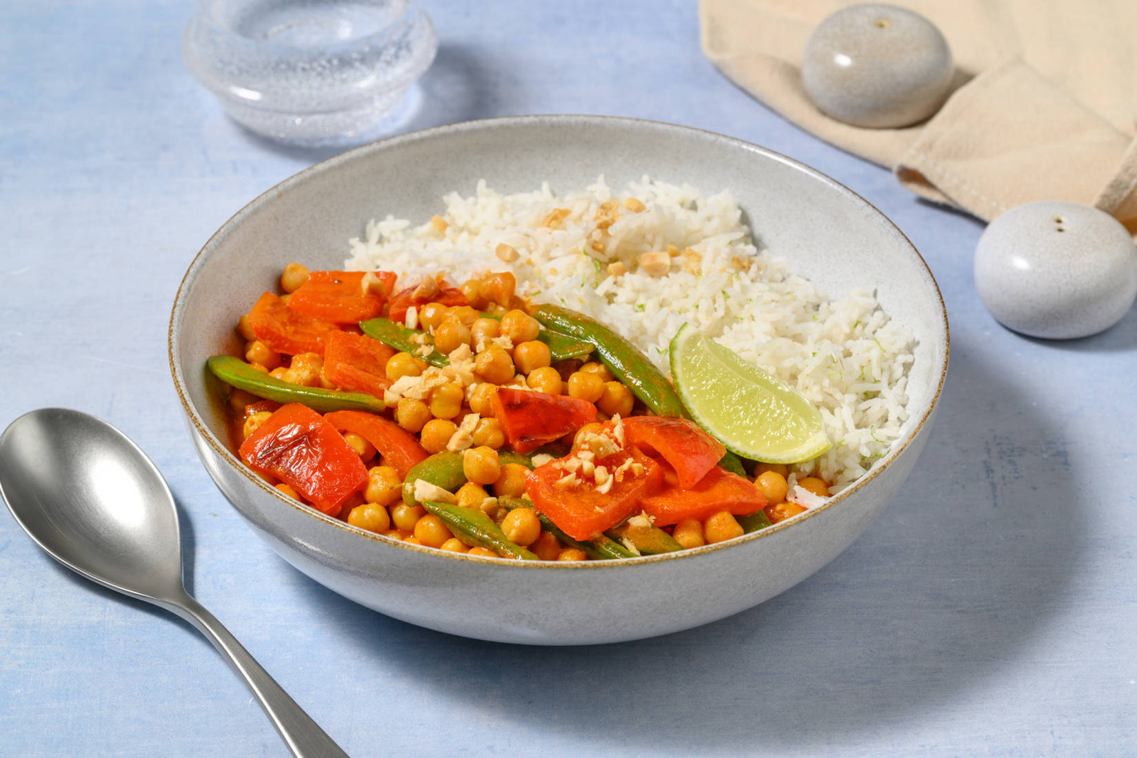 Red Thai Style Coconut Chicken and Chickpea Curry 