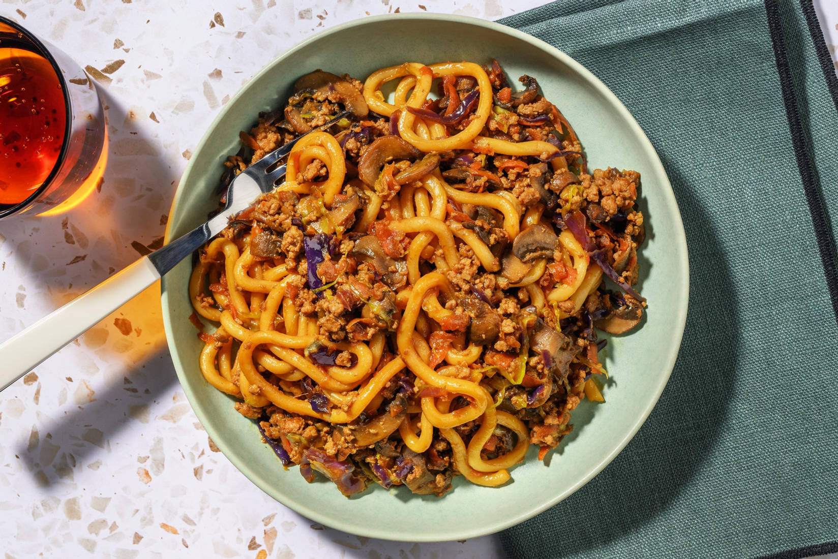 One Pan Ginger Miso Beef Udon