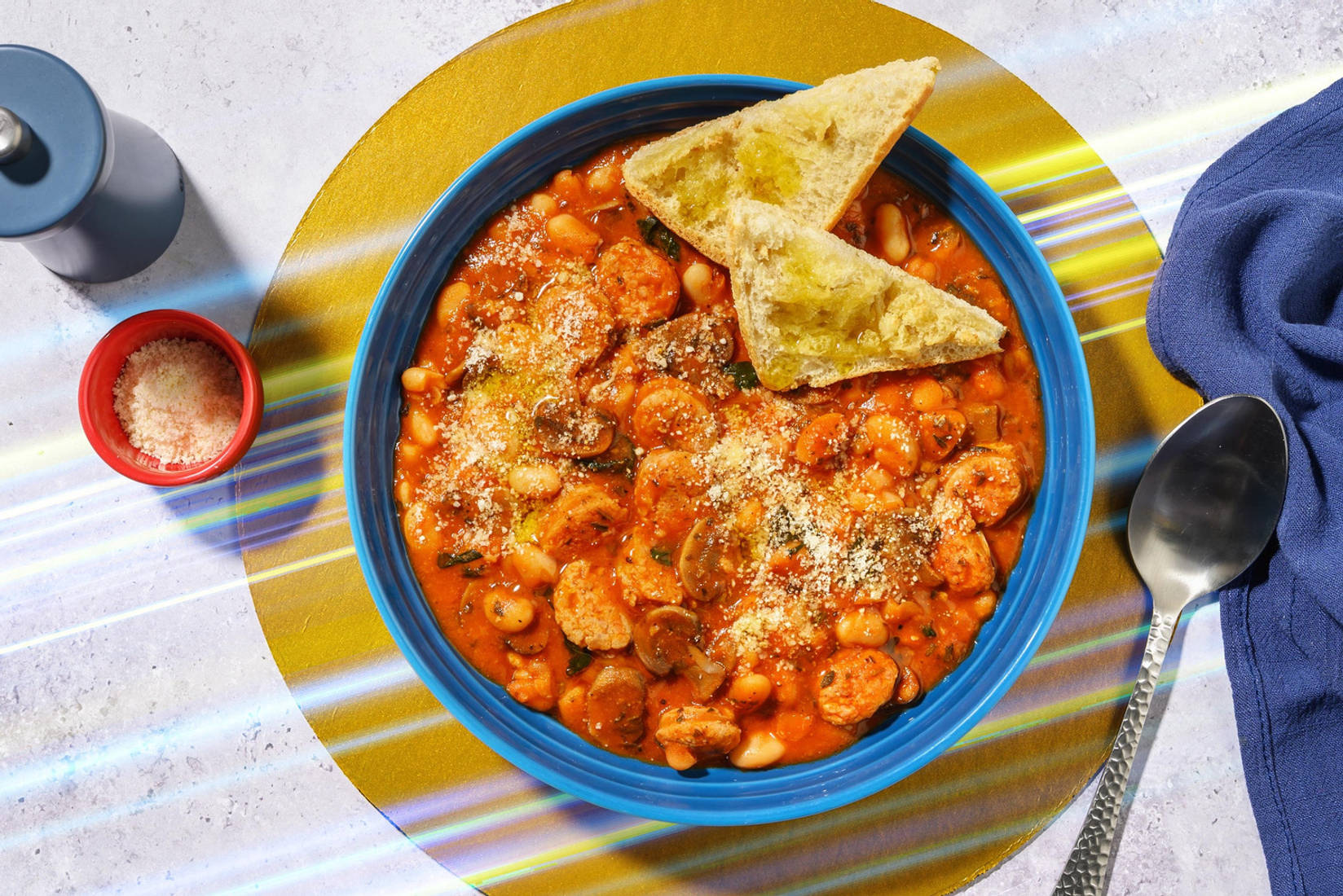 Quick One Pot Sausage and Mushroom Cassoulet