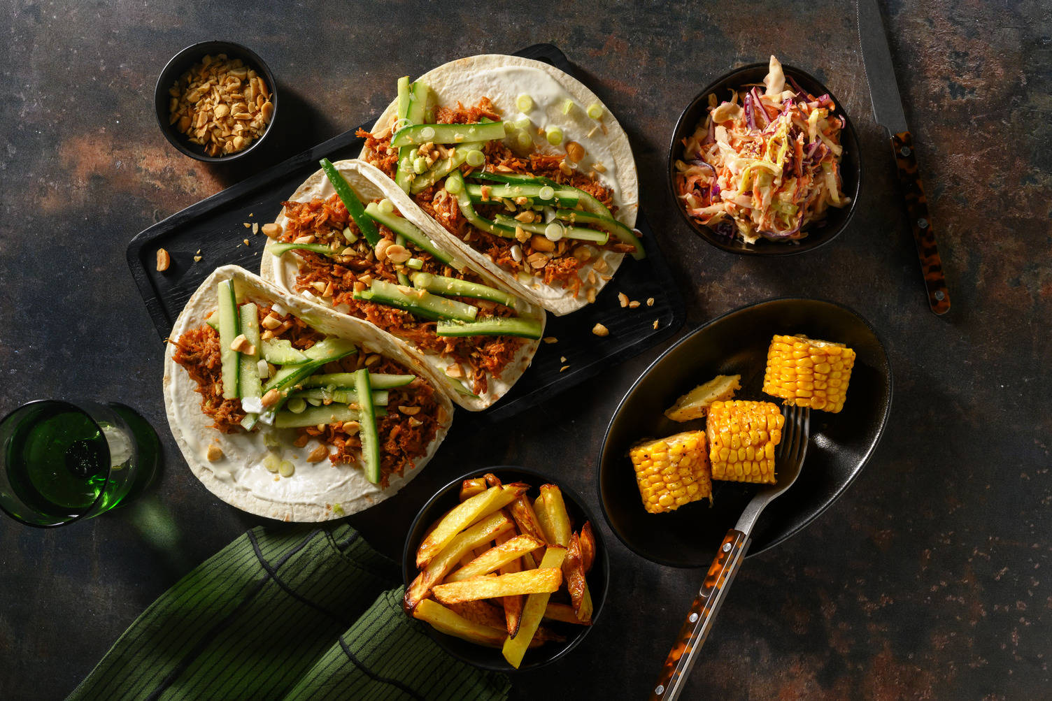 Hoisin Pulled Pork Tacos and Fries