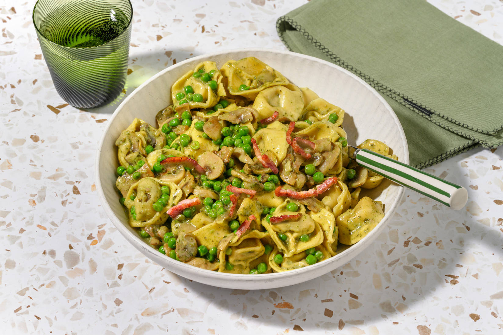 Easy Peasy Bacon, Spinach and Ricotta Tortelloni