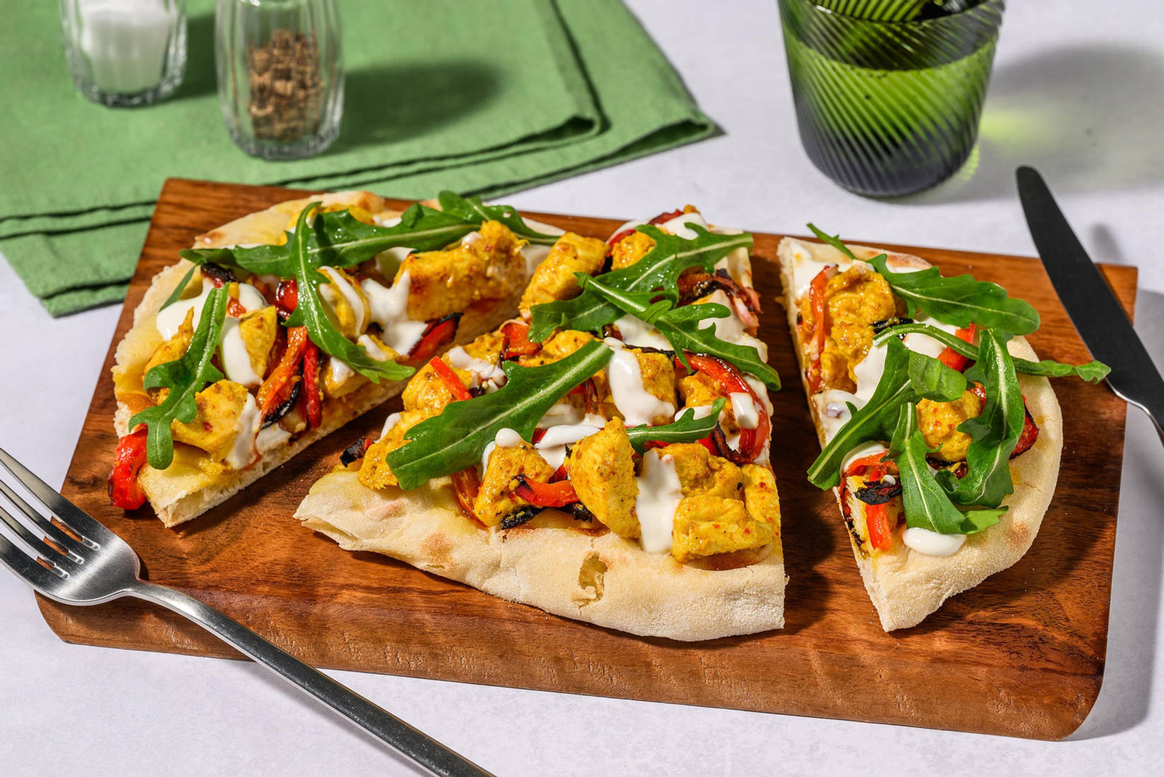 Harissa Chicken Loaded Naans