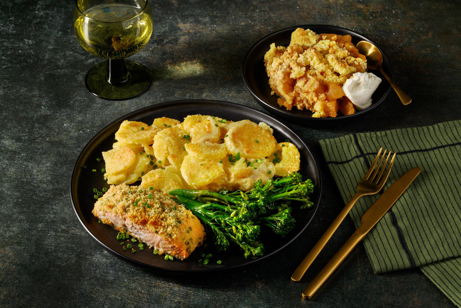 Herb Crusted Salmon and Cheesy Dauphinoise