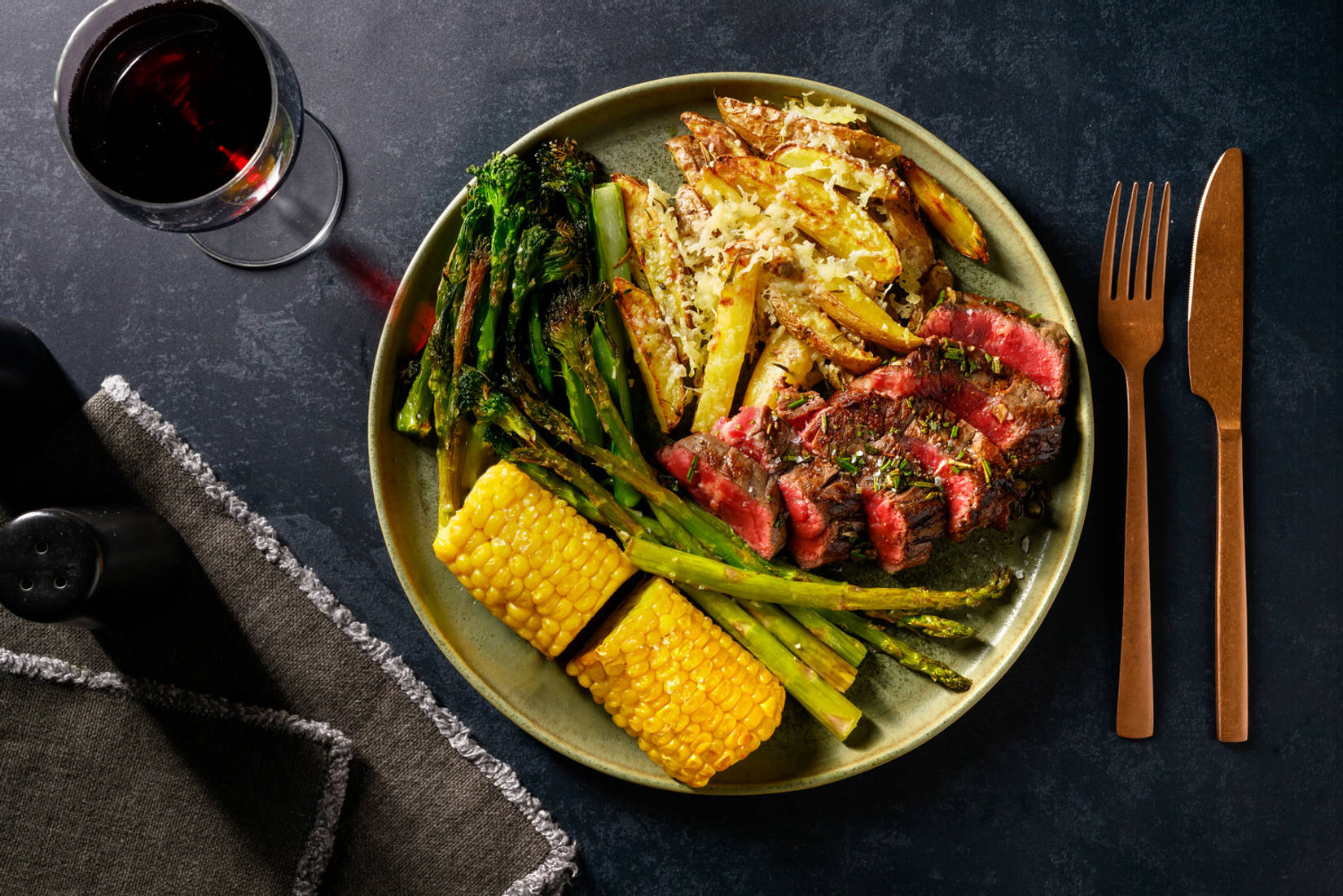 21 Day Aged Sirloin Steak and Cheesy Rosemary Chips
