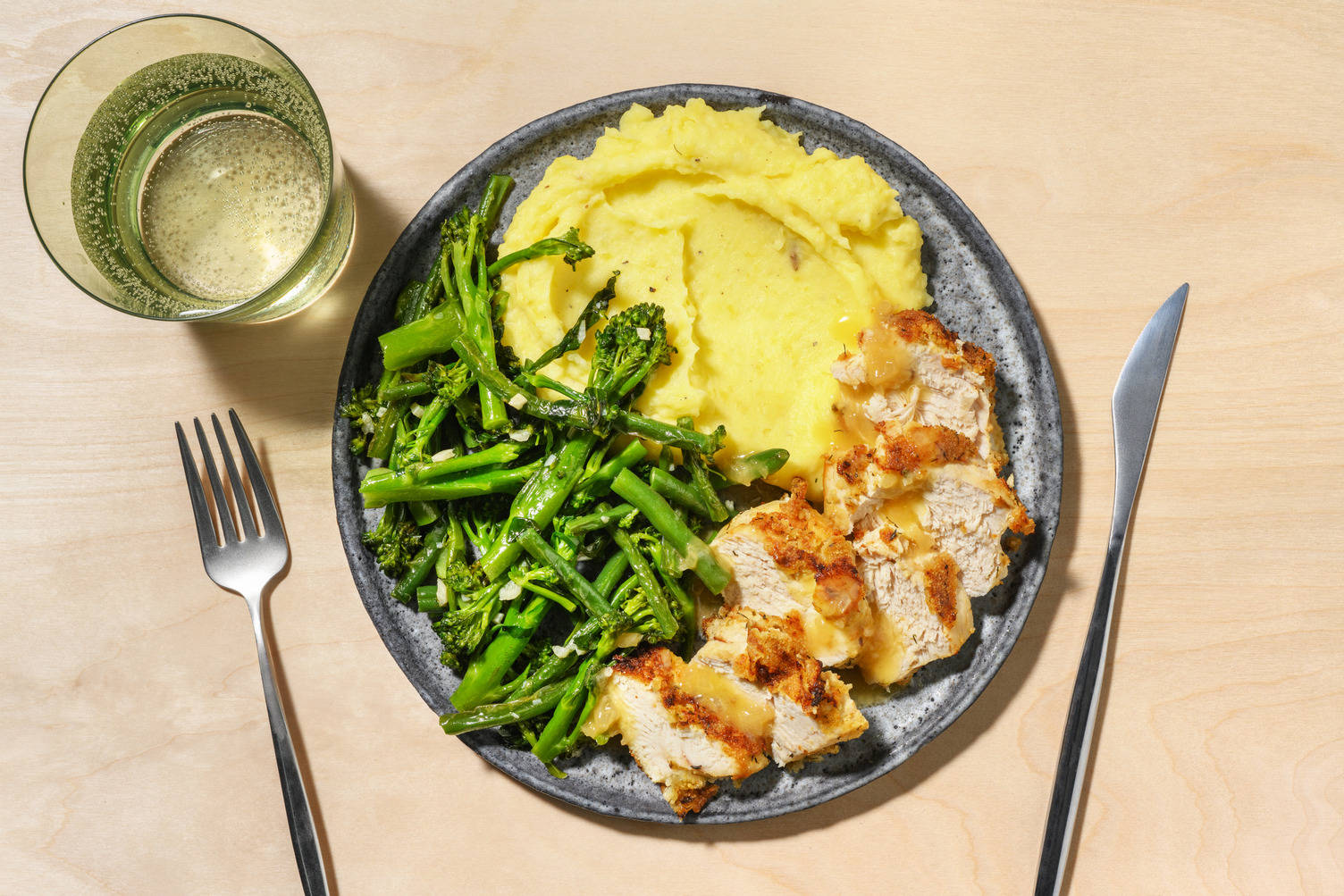 Herby Breaded Chicken and Garlic Butter Sauce