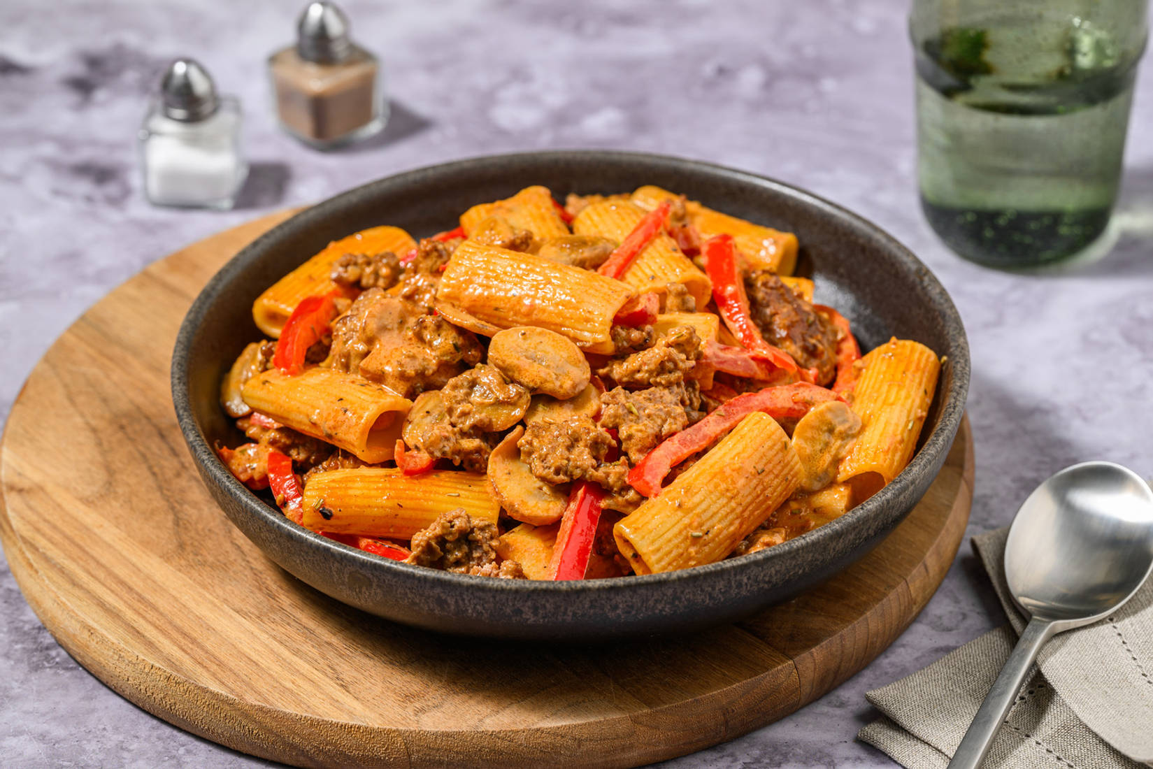 Speedy Rosemary Beef and Mushroom Rigatoni