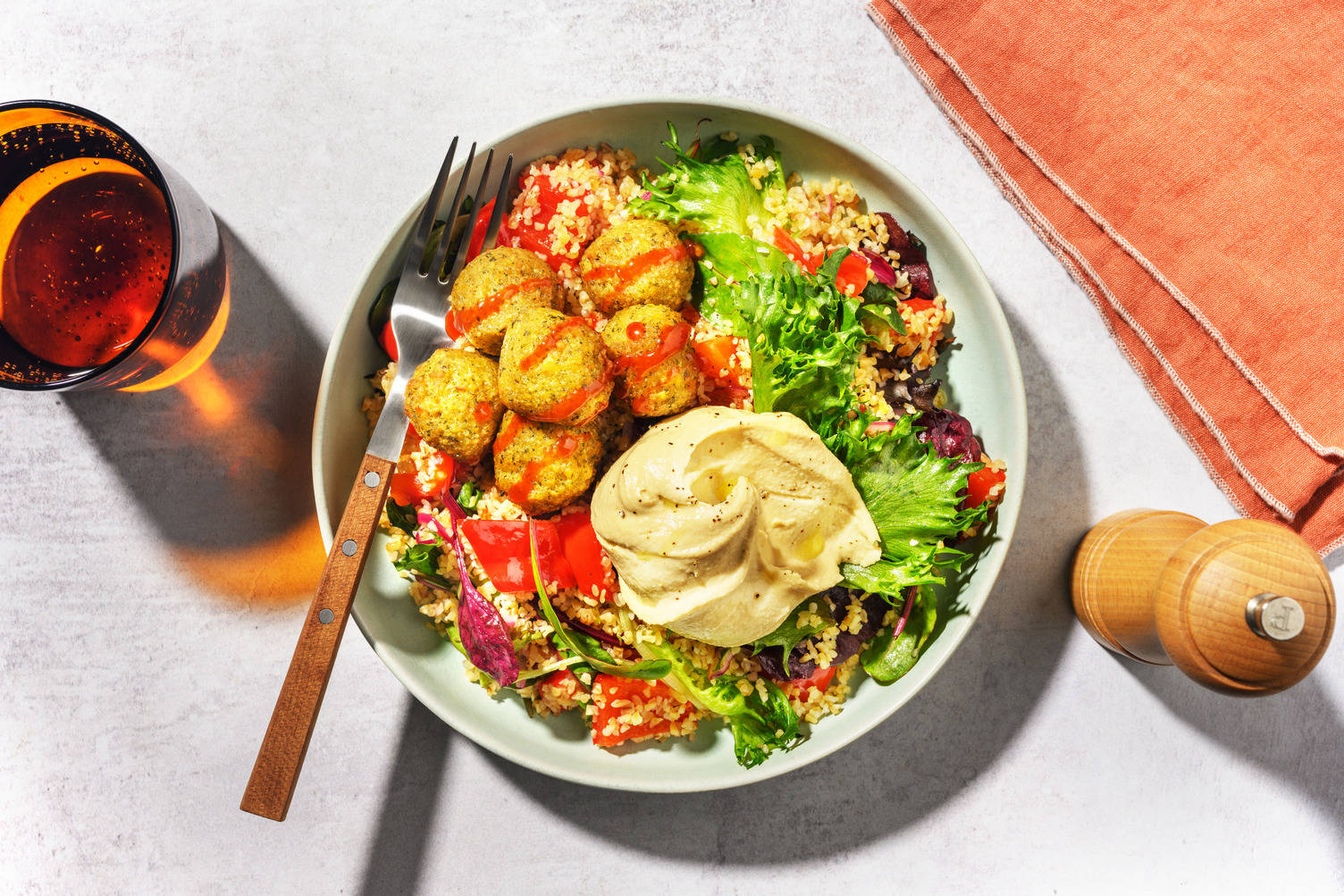 Falafel and Houmous Bulgur Bowl