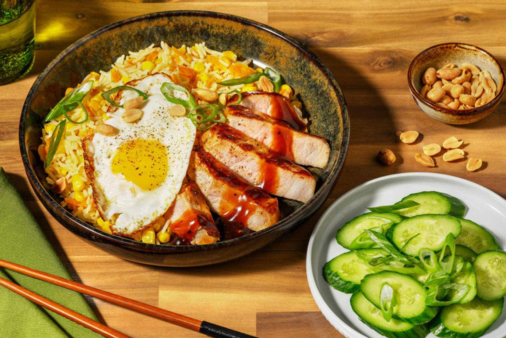 Kantonesischer Konfetti-Reis mit Teriyaki-Schweinsnierstück