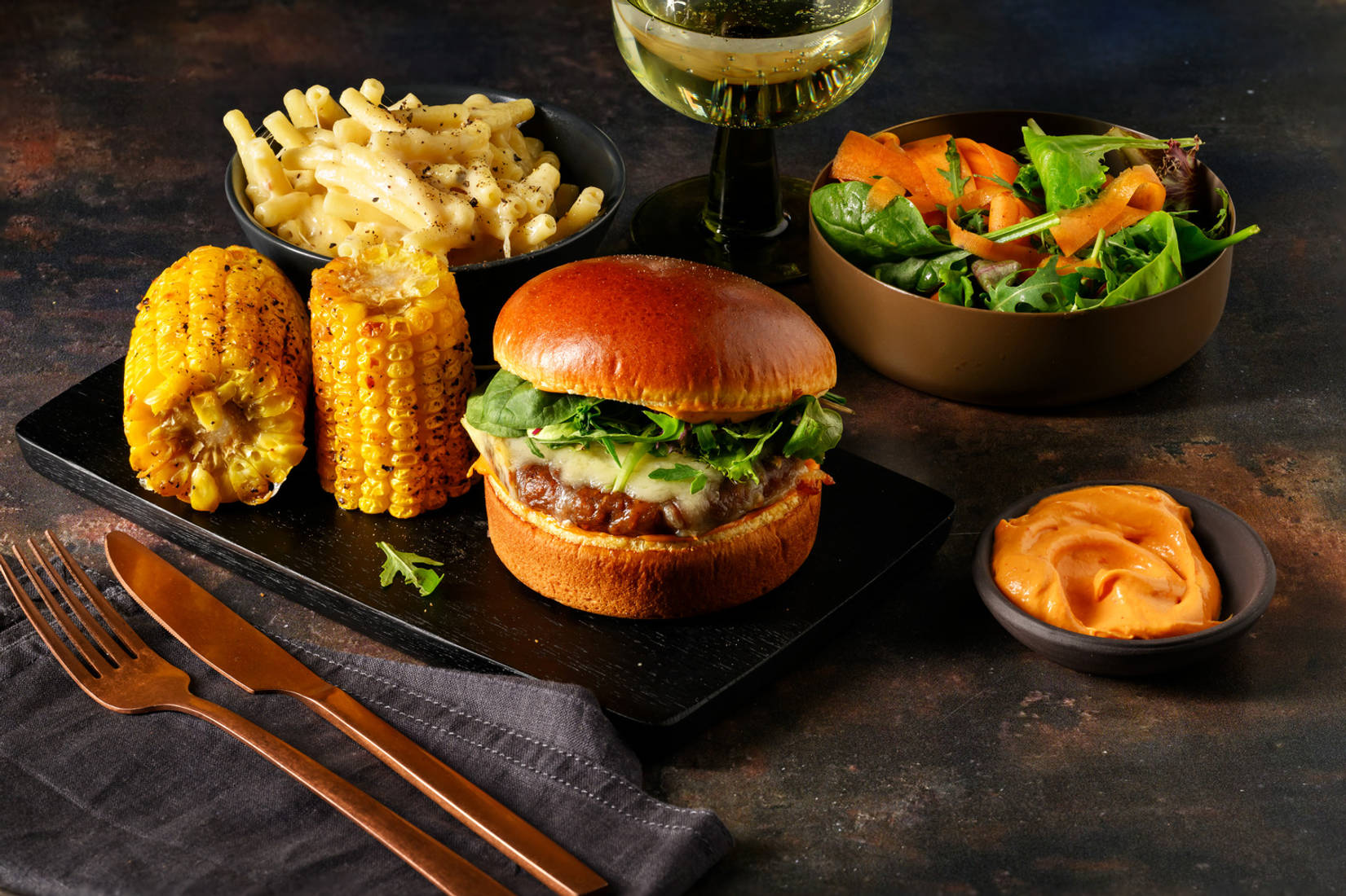 Veggie Cheeseburger and Truffle Mac & Cheese