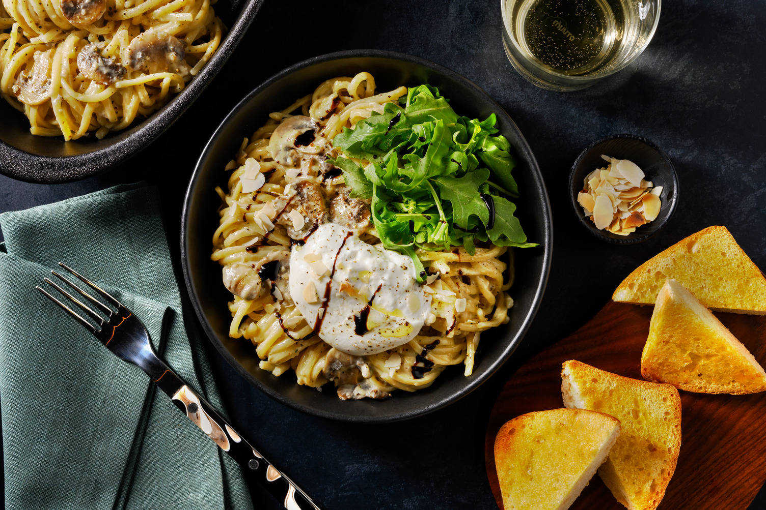 Ultimate Creamy Truffle Mushroom & Burrata Linguine