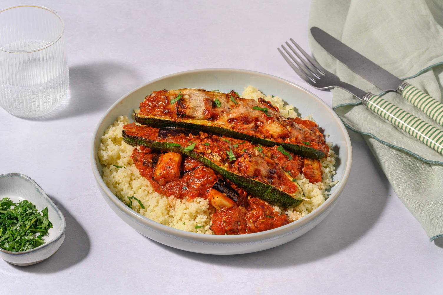 Smoky Ratatouille Stuffed Courgette 