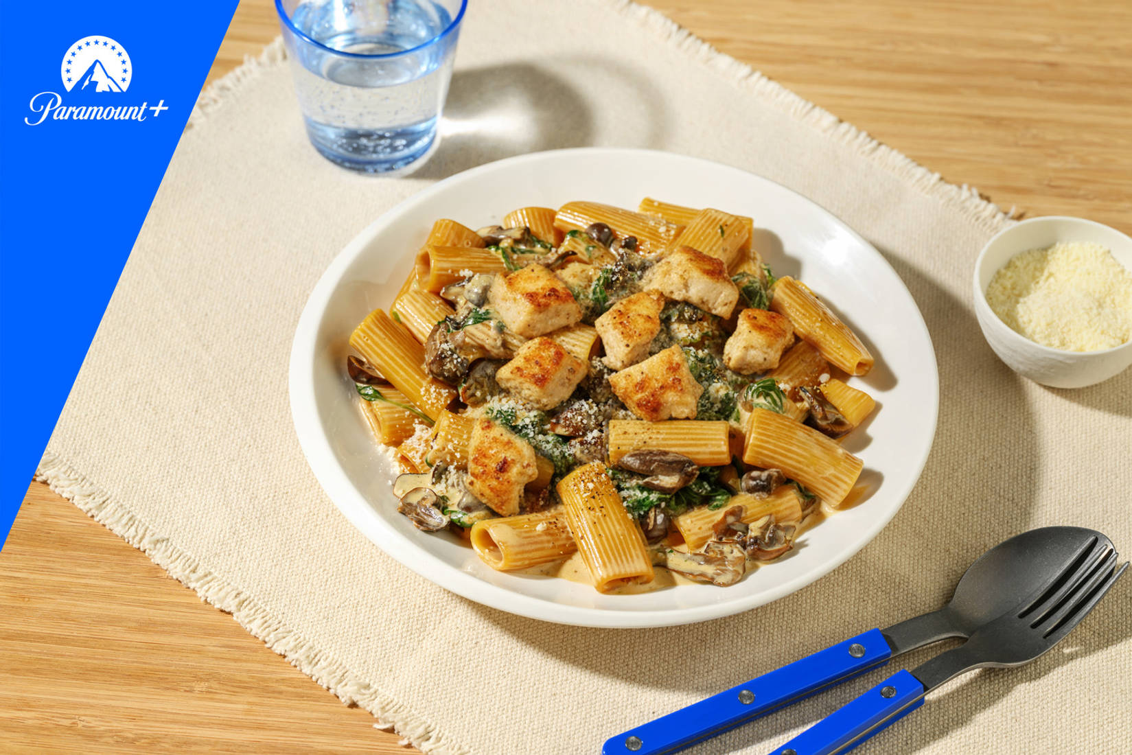 Umami Miso Mycelial Mushroom and Chicken Rigatoni