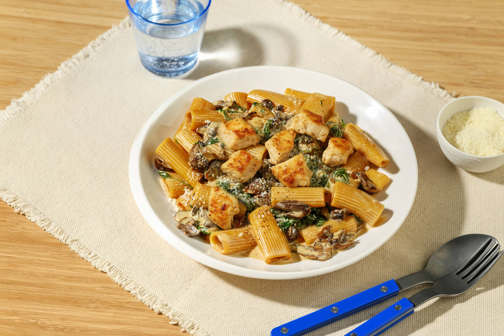 Umami Miso Chicken and Mushroom Rigatoni
