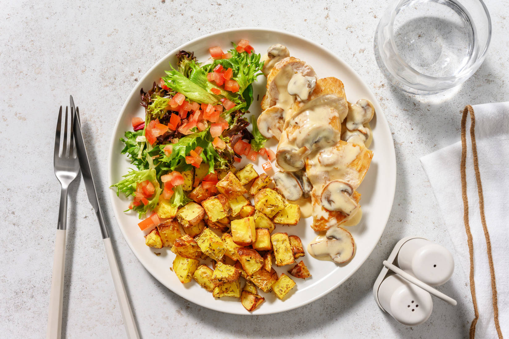 Roasted Chicken Breast and Creamy Bacon Mushroom Sauce 