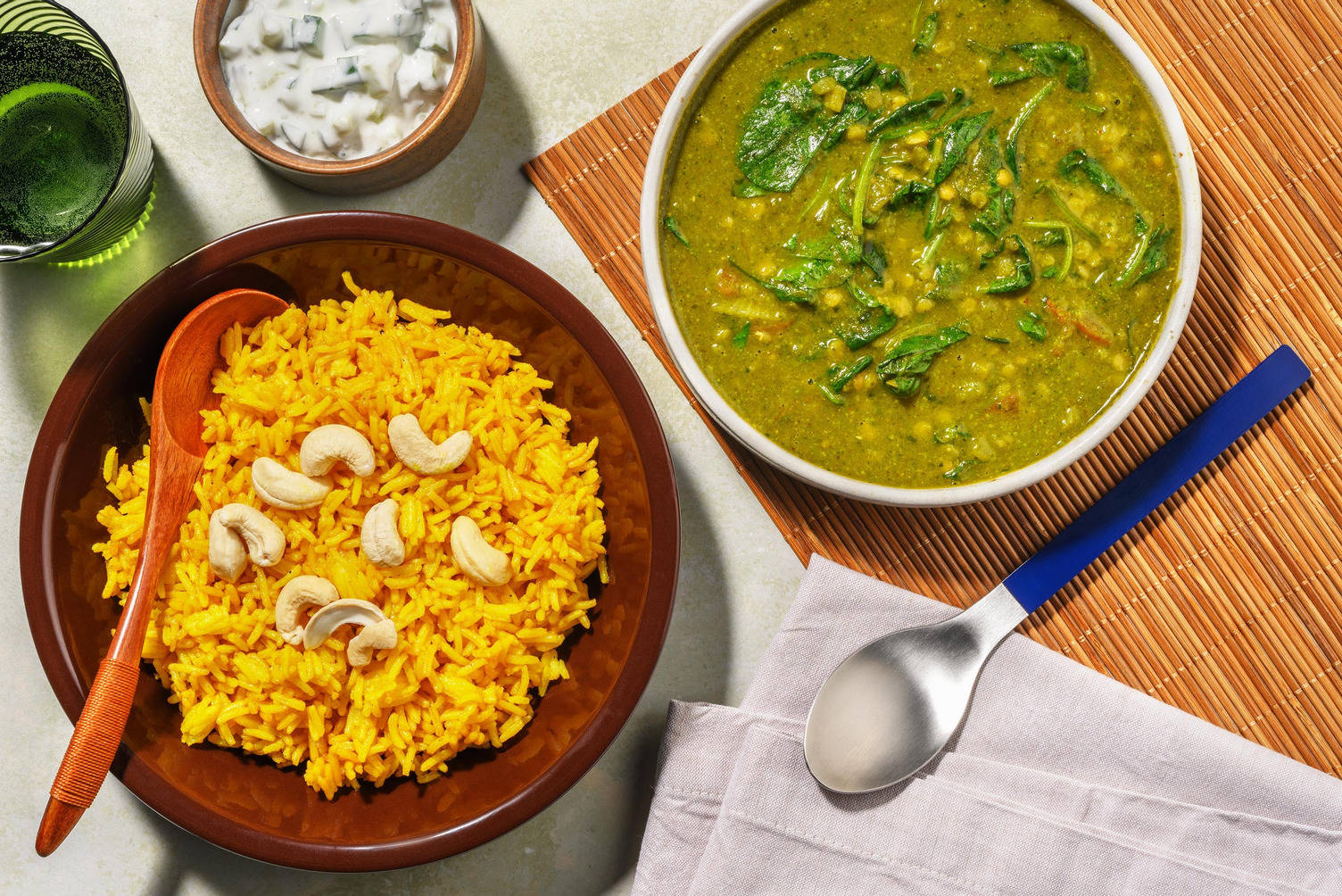 Dalh crémeux aux épinards noix de cajou