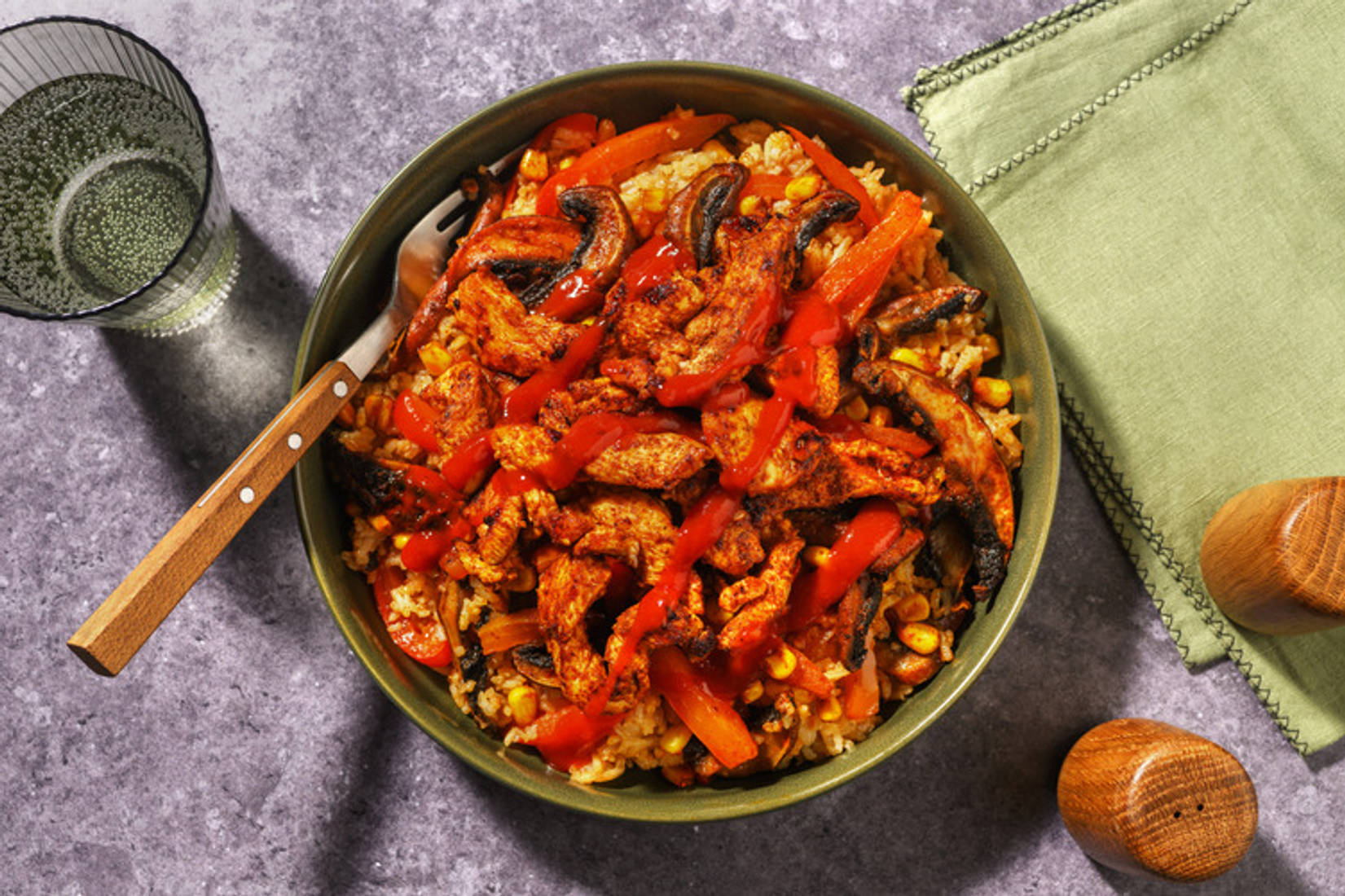 Piri-Piri-Bio-Hähnchen mit Portobello und Brokkoli