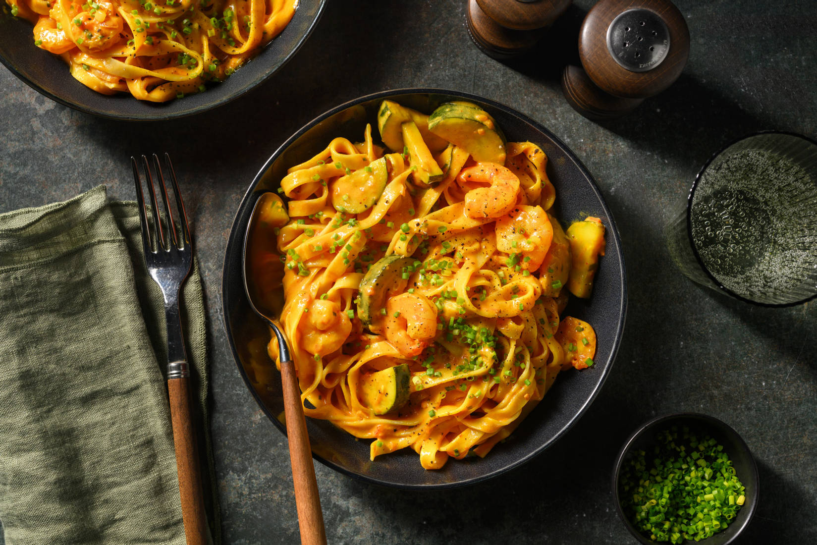 Klassieke scampi diabolique met verse tagliatelle
