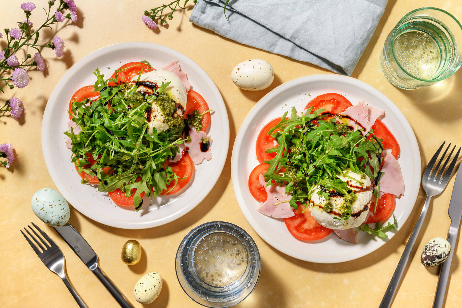 Easter Ham and Caprese Salad
