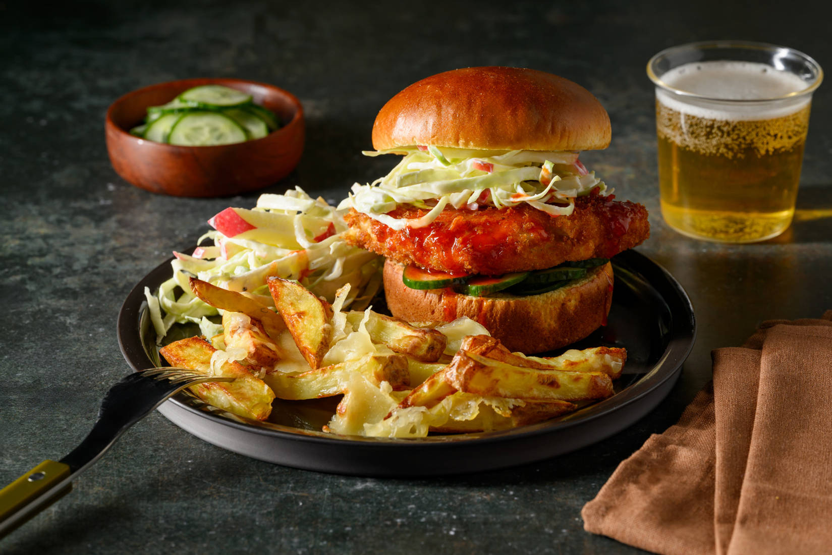 Hot honey kyllingburger 