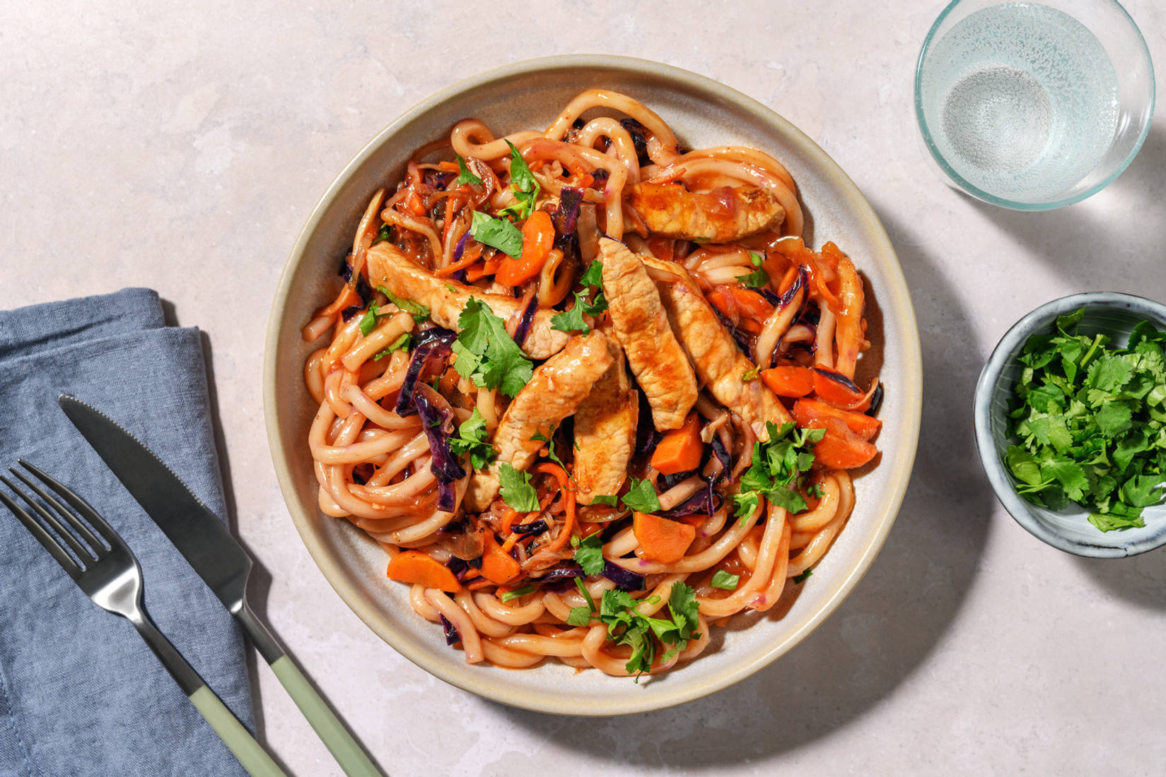 Bulgogi Udon Noodles mit Schweinelachs