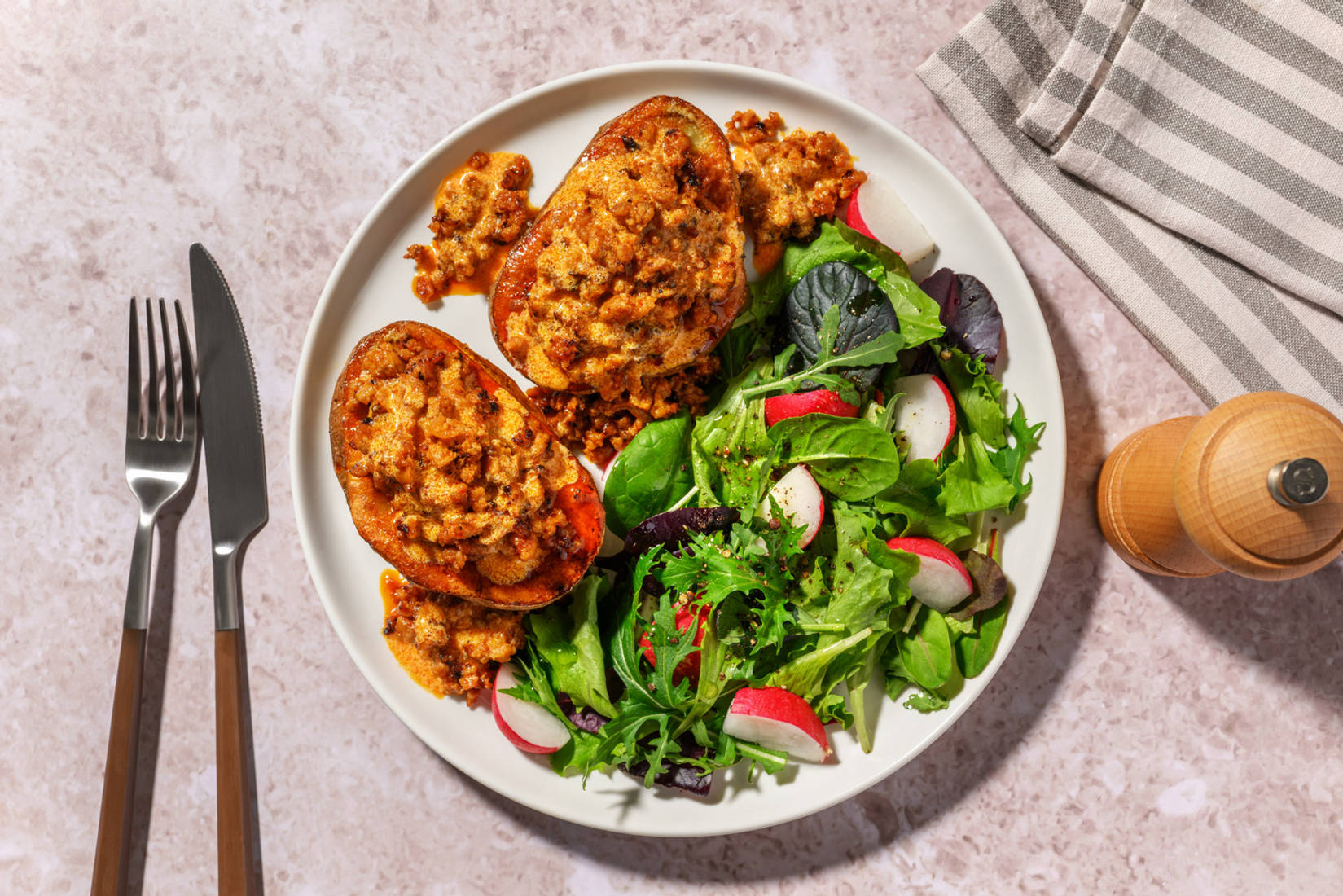 Pork Korma Style Curry Loaded Jacket Potato