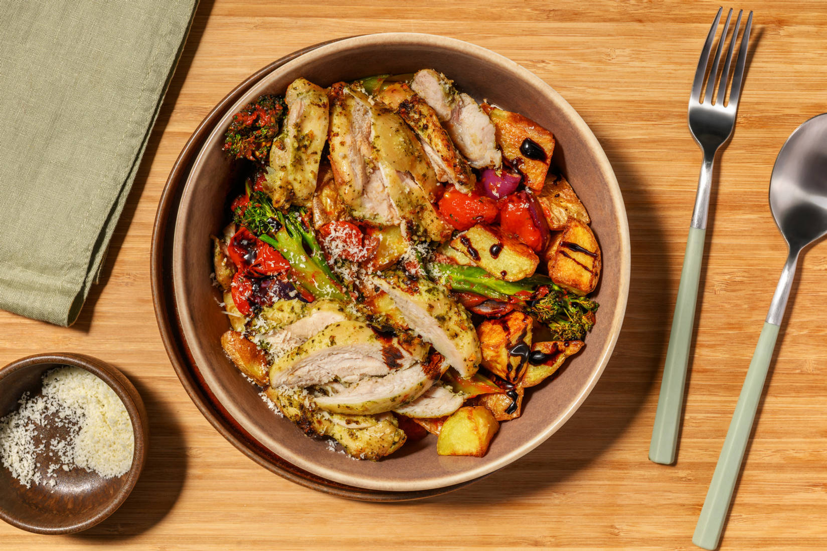 Fuss-Free Cheesy Pesto Chicken Traybake