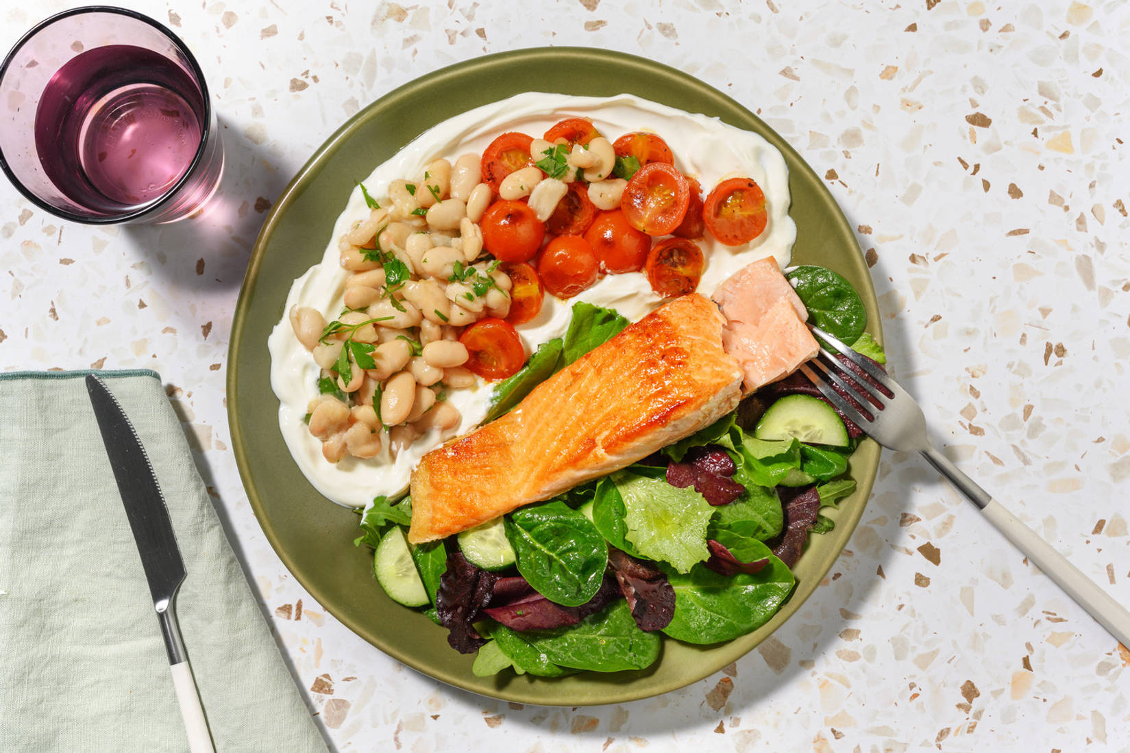 Seared Salmon & Herby Cannellini Beans