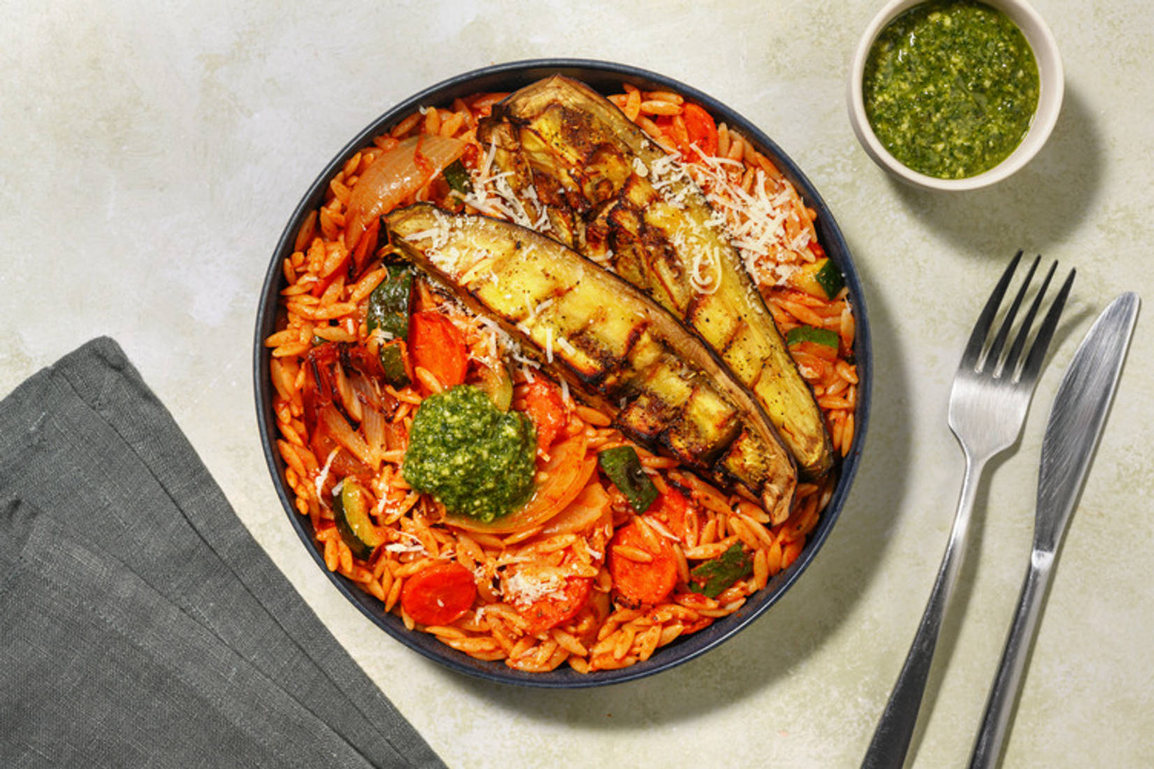 Roast Eggplant Ratatouille Risoni